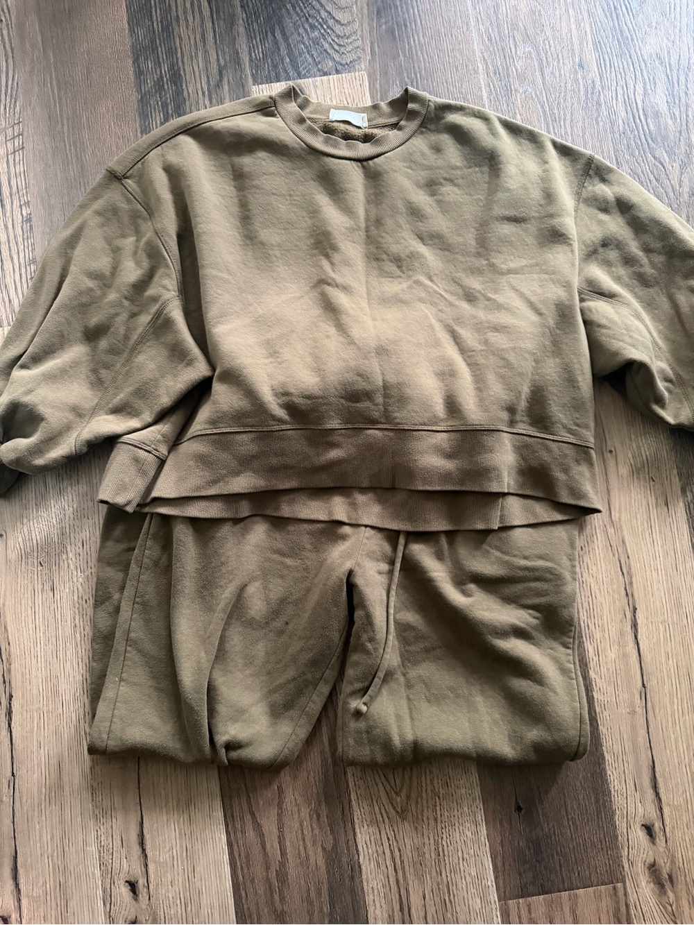 Zenana Olive Green Sweatshirt & Sweatpants Matching Set Lounge Earthy